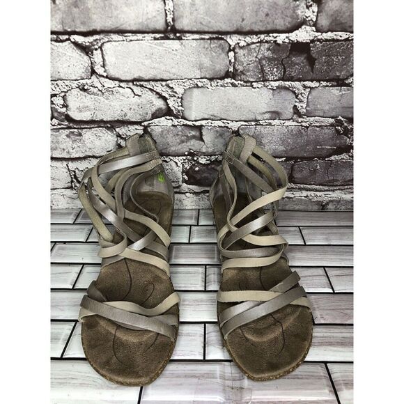 Ahnu Trolley Huarache Gray Leather Back Zip Wedge Sandals Women Sz 8.5M US/39EU - Picture 9 of 16